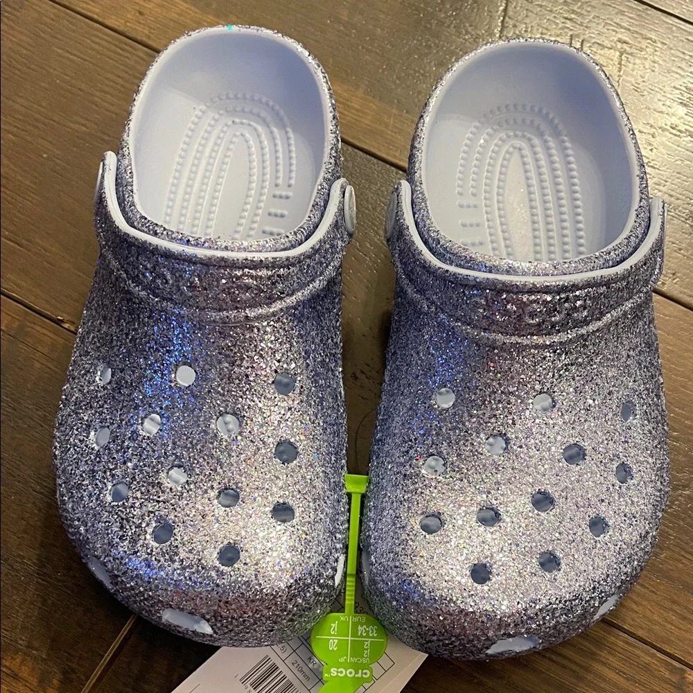 CROCS Kids Sparkly Slippers - Silver - Picture 1 of 4